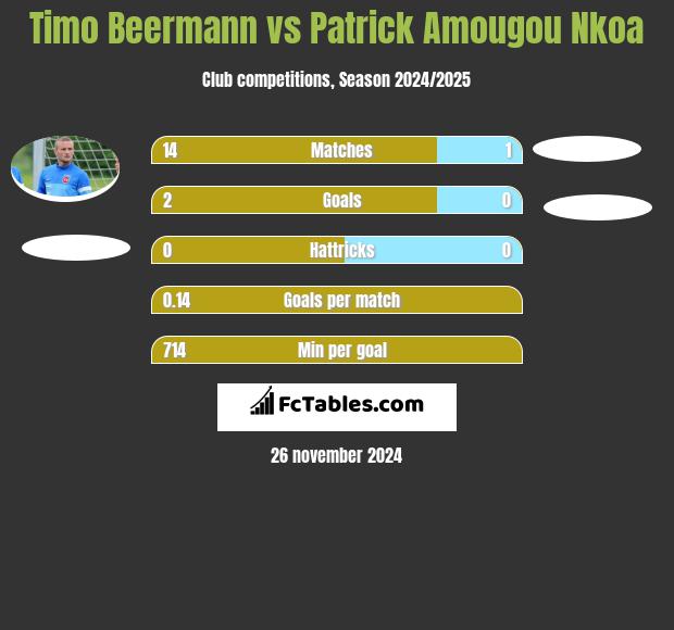 Timo Beermann vs Patrick Amougou Nkoa h2h player stats