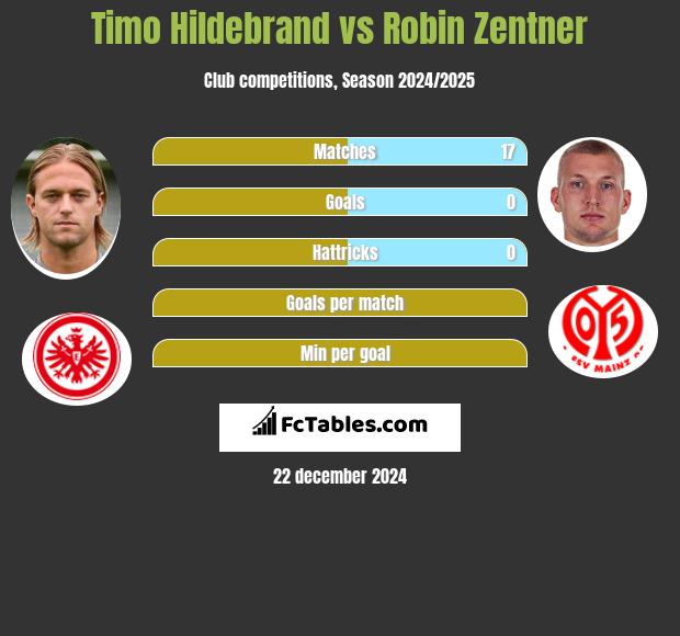 Timo Hildebrand vs Robin Zentner h2h player stats