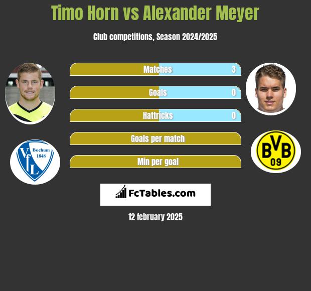 Timo Horn vs Alexander Meyer h2h player stats