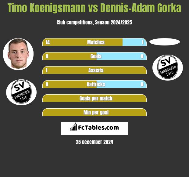 Timo Koenigsmann vs Dennis-Adam Gorka h2h player stats