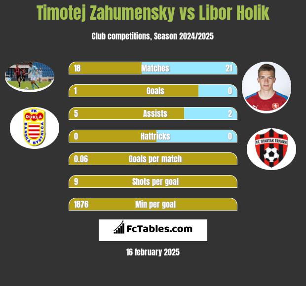 Timotej Zahumensky vs Libor Holik h2h player stats