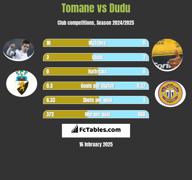 Tomane vs Dudu h2h player stats