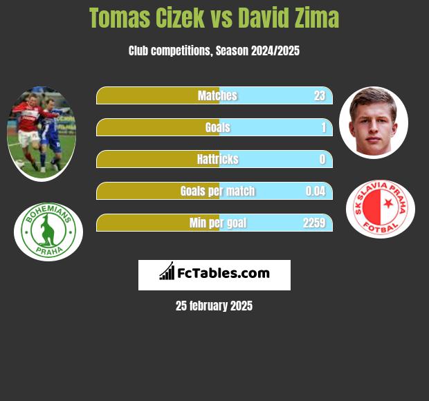 Tomas Cizek vs David Zima h2h player stats