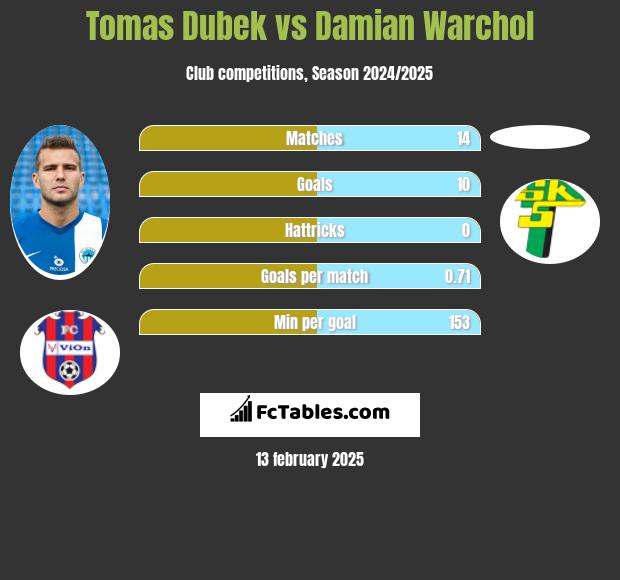 Tomas Dubek vs Damian Warchol h2h player stats