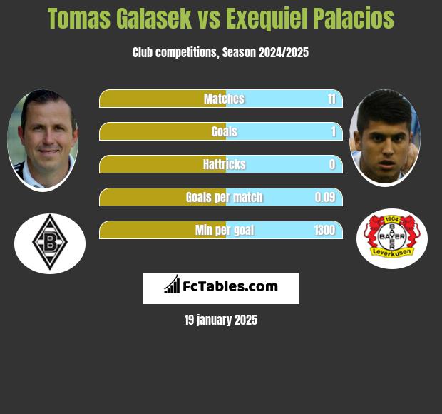 Tomas Galasek vs Exequiel Palacios h2h player stats