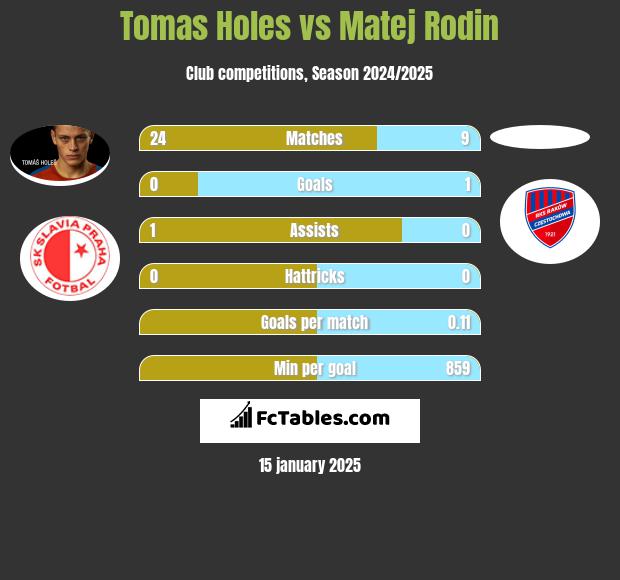 Tomas Holes vs Matej Rodin h2h player stats