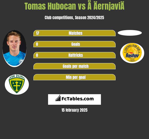 Tomas Hubocan vs Å ÄernjaviÄ h2h player stats