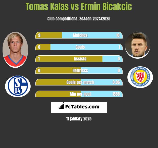 Tomas Kalas vs Ermin Bicakcić h2h player stats