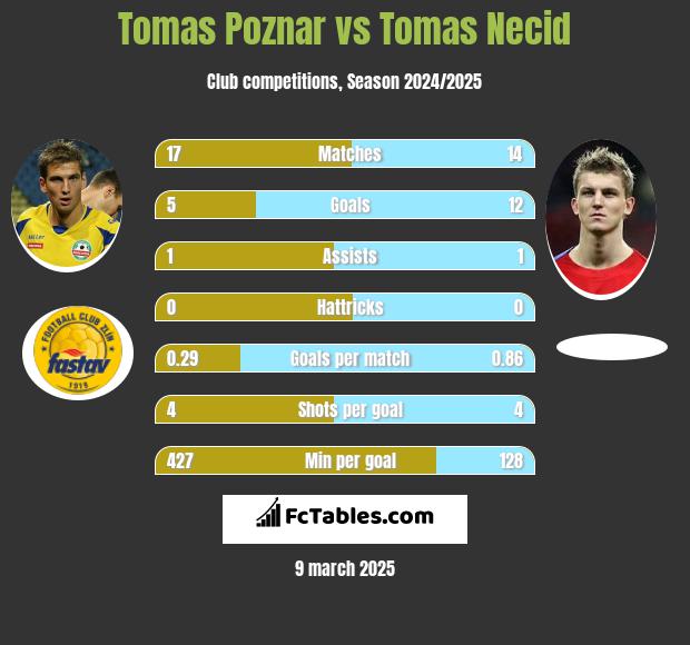 Tomas Poznar vs Tomas Necid h2h player stats