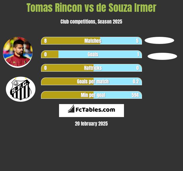 Tomas Rincon vs de Souza Irmer h2h player stats