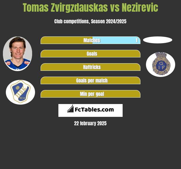 Tomas Zvirgzdauskas vs Nezirevic h2h player stats