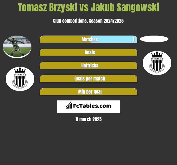 Tomasz Brzyski vs Jakub Sangowski h2h player stats