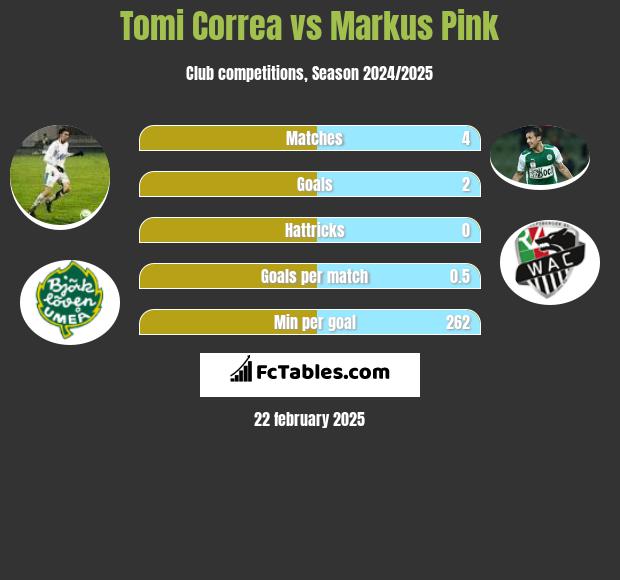 Tomi Correa vs Markus Pink h2h player stats