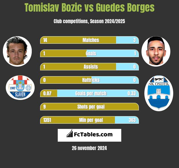 Tomislav Bożić vs Guedes Borges h2h player stats