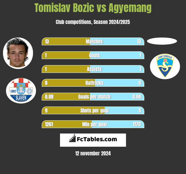 Tomislav Bożić vs Agyemang h2h player stats