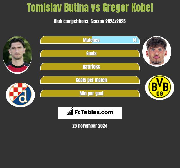 Tomislav Butina vs Gregor Kobel h2h player stats