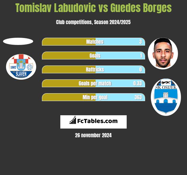 Tomislav Labudovic vs Guedes Borges h2h player stats