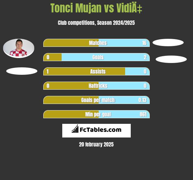 Tonci Mujan vs VidiÄ‡ h2h player stats