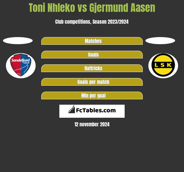 Toni Nhleko vs Gjermund Aasen h2h player stats