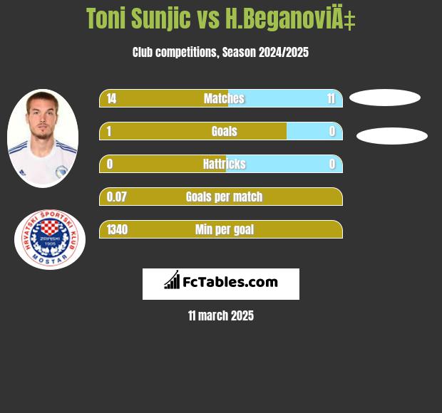 Toni Sunjić vs H.BeganoviÄ‡ h2h player stats