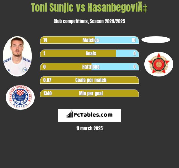 Toni Sunjić vs HasanbegoviÄ‡ h2h player stats