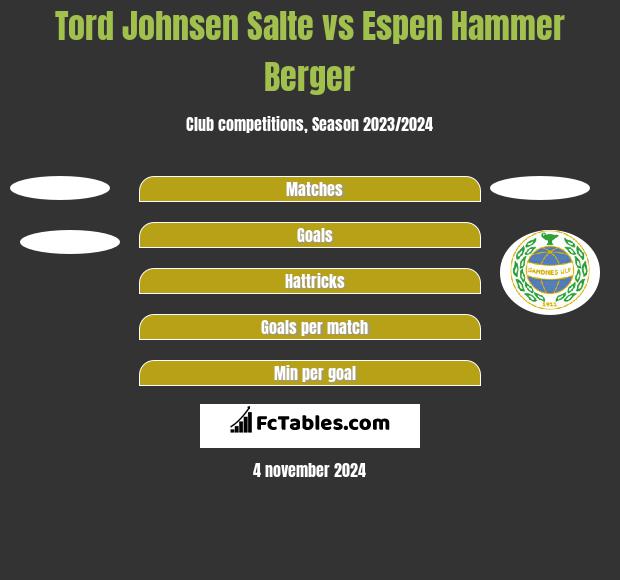 Tord Johnsen Salte vs Espen Hammer Berger h2h player stats