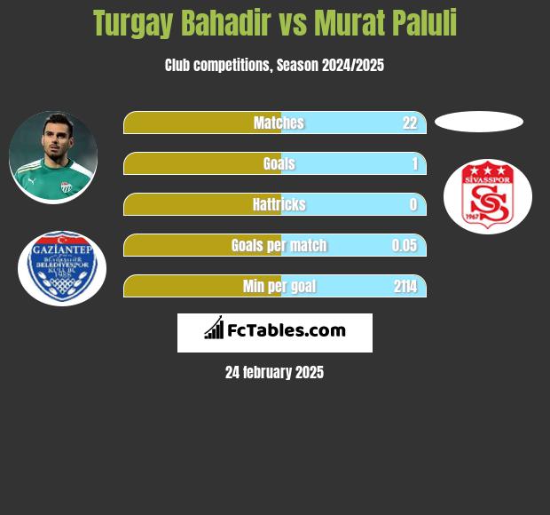 Turgay Bahadir vs Murat Paluli h2h player stats