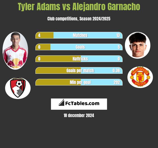 Tyler Adams vs Alejandro Garnacho h2h player stats