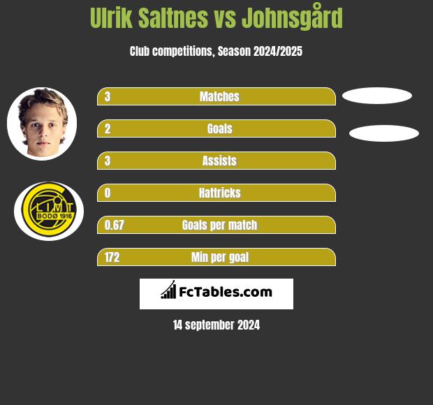 Ulrik Saltnes vs Johnsgård h2h player stats