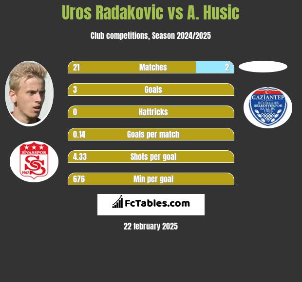 Uros Radakovic vs A. Husic h2h player stats