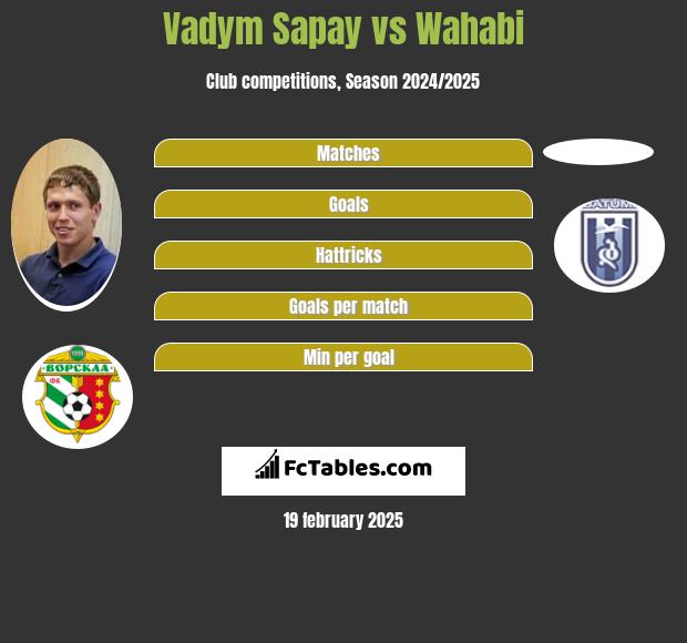 Vadym Sapay vs Wahabi h2h player stats