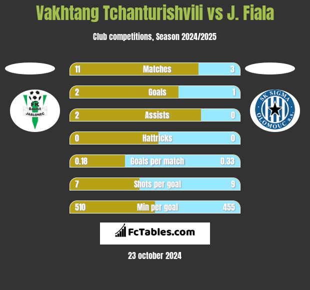 Vakhtang Tchanturishvili vs J. Fiala h2h player stats