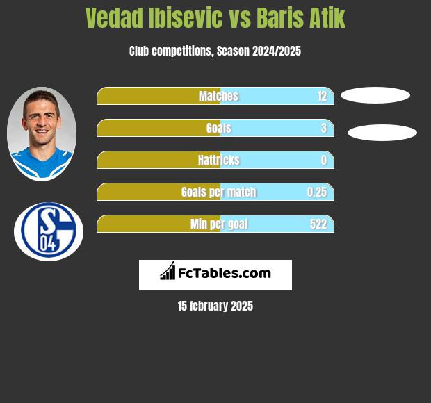 Vedad Ibisević vs Baris Atik h2h player stats