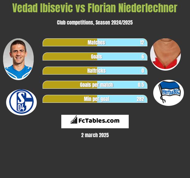 Vedad Ibisevic vs Florian Niederlechner h2h player stats