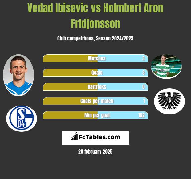 Vedad Ibisevic vs Holmbert Aron Fridjonsson h2h player stats