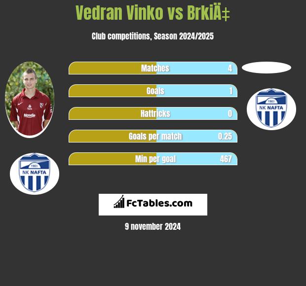 Vedran Vinko vs BrkiÄ‡ h2h player stats