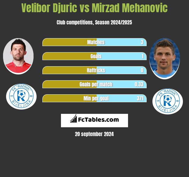 Velibor Djuric vs Mirzad Mehanovic h2h player stats