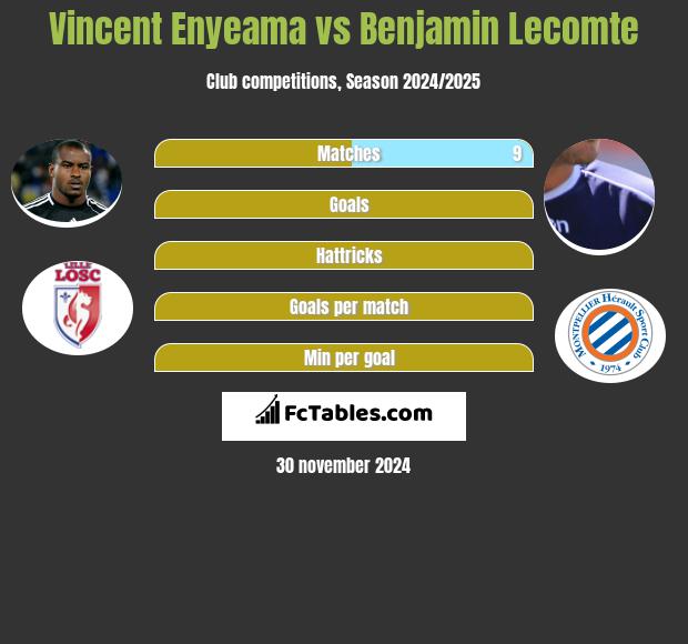 Vincent Enyeama vs Benjamin Lecomte h2h player stats