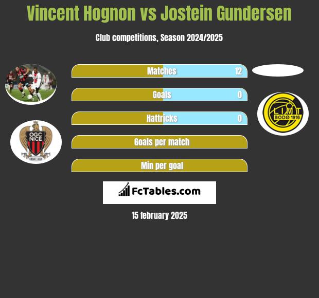 Vincent Hognon vs Jostein Gundersen h2h player stats