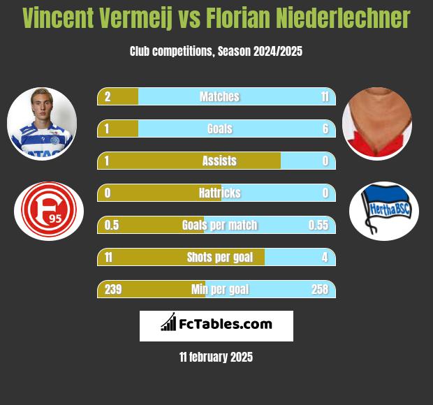 Vincent Vermeij vs Florian Niederlechner h2h player stats