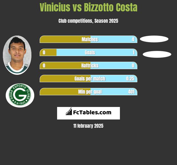 Vinicius vs Bizzotto Costa h2h player stats