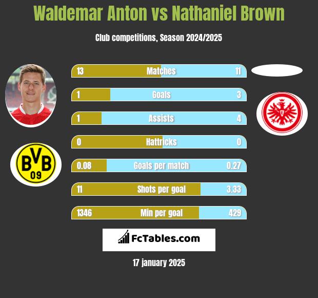 Waldemar Anton vs Nathaniel Brown h2h player stats