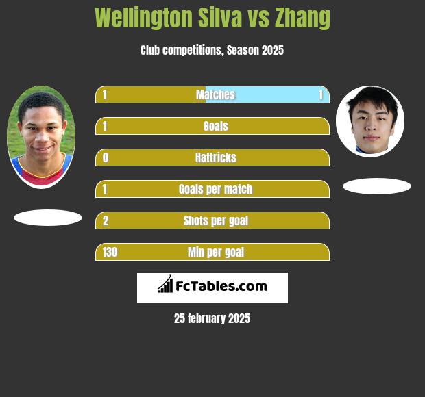 Wellington Silva vs Zhang h2h player stats