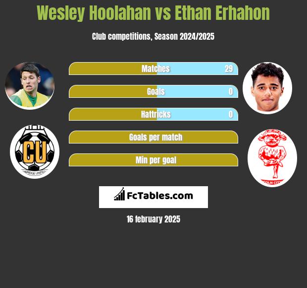 Wesley Hoolahan vs Ethan Erhahon h2h player stats