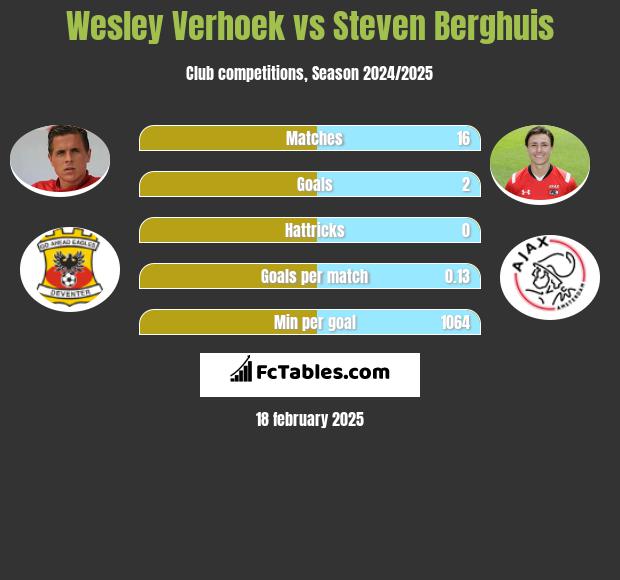 Wesley Verhoek vs Steven Berghuis h2h player stats