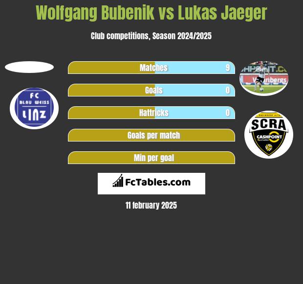 Wolfgang Bubenik vs Lukas Jaeger h2h player stats