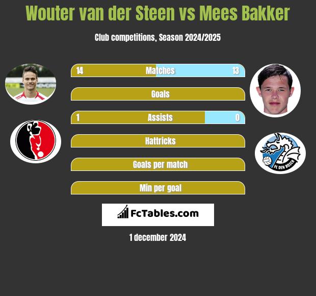 Wouter van der Steen vs Mees Bakker h2h player stats