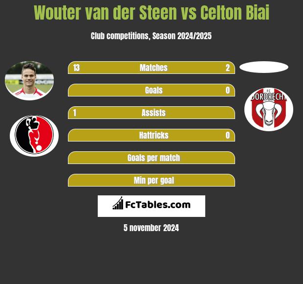 Wouter van der Steen vs Celton Biai h2h player stats