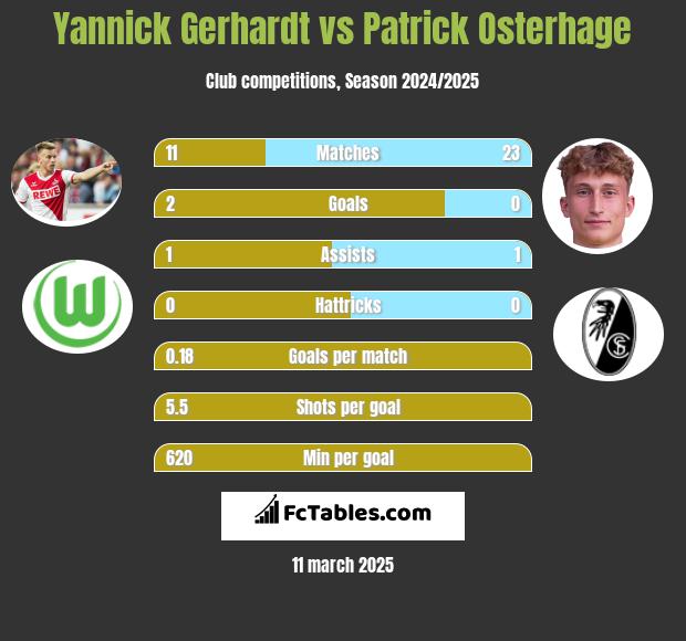 Yannick Gerhardt vs Patrick Osterhage h2h player stats