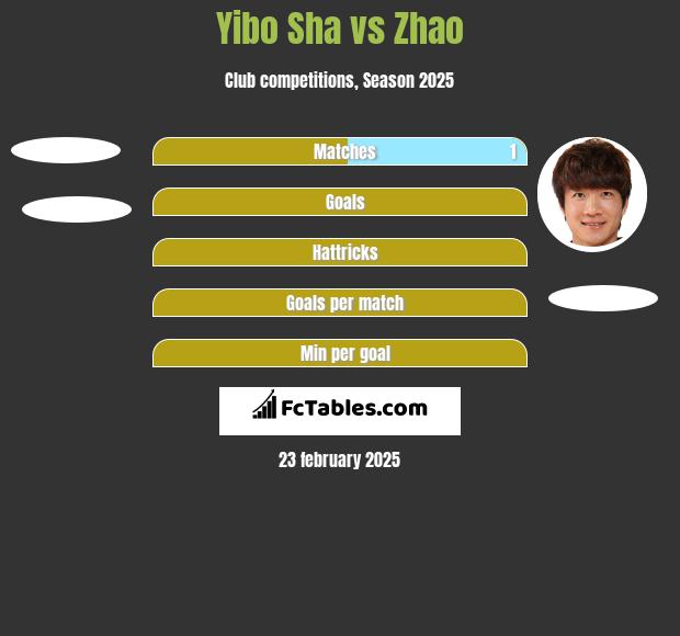 Yibo Sha vs Zhao h2h player stats